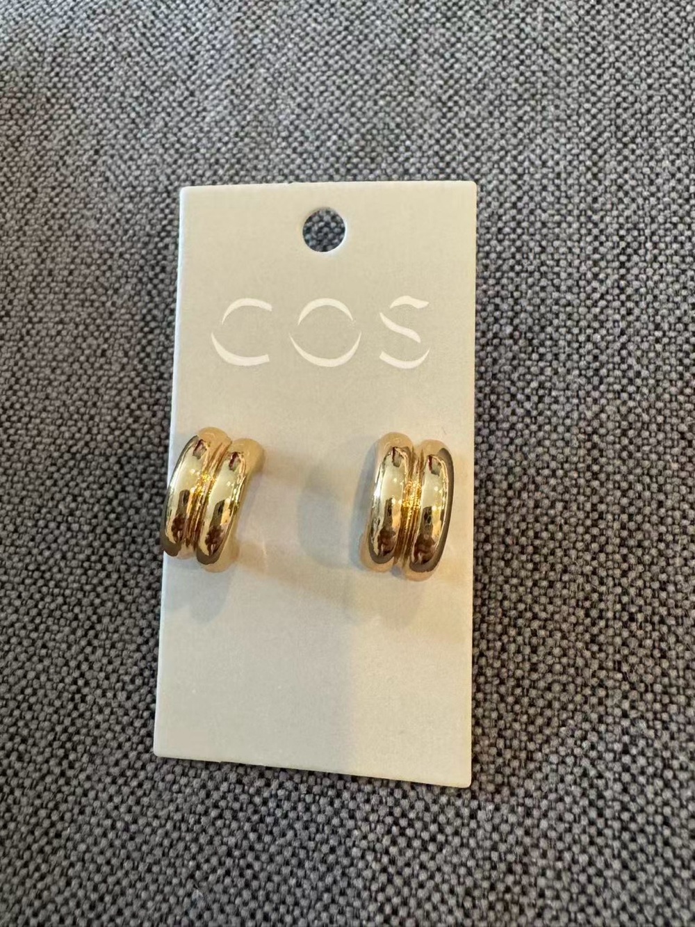 COS Shiny Gold Double-Round Hoop Earrings
